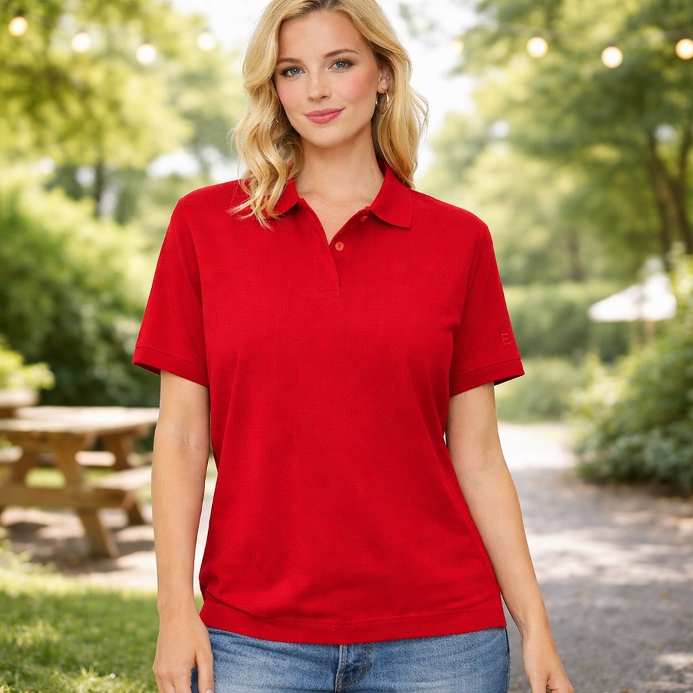 Everlane Polo Shirt Red Goji Berry Short Sleeve Organic The Oversized Size S NWT